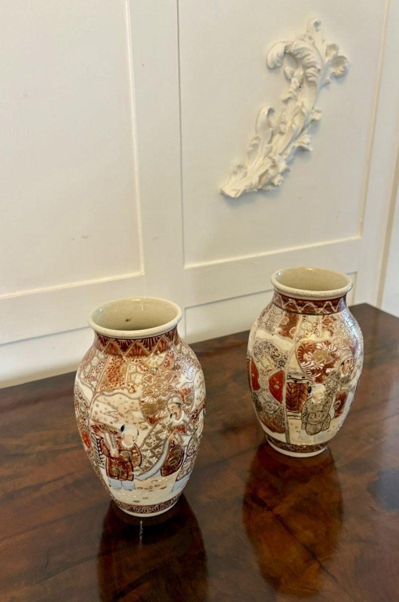 Pair of Antique Edwardian Quality Satsuma Vases - Image 5